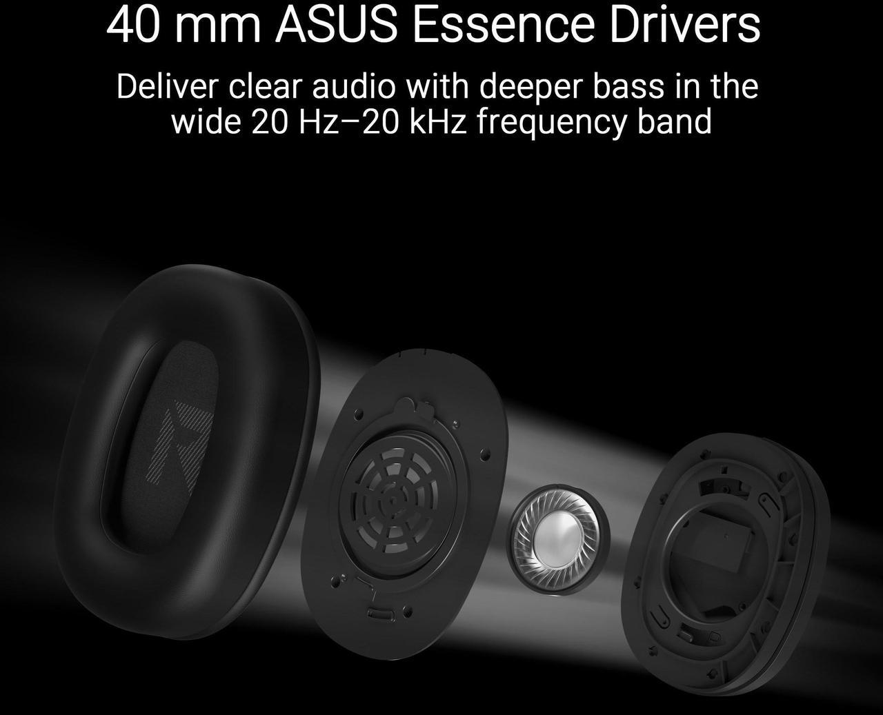 Alt view image 9 of 14 - Asus TUF Gaming H1 Gen II Wired gaming headset with 40 mm ASUS Essence drivers, virtual 7.1 surround sound, TeamSpeak-certified microphone, plus symbolic TUF logo lighting - Black