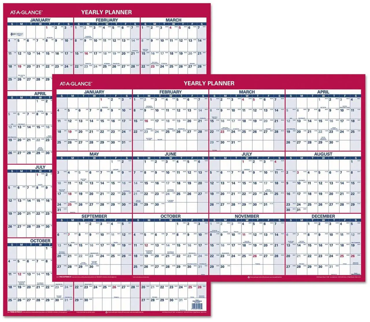 Main image of AT-A-GLANCE® 2026 Vertical Horizontal Reversible Erasable Wall Calendar, With Marker, Large, 36" x 24"