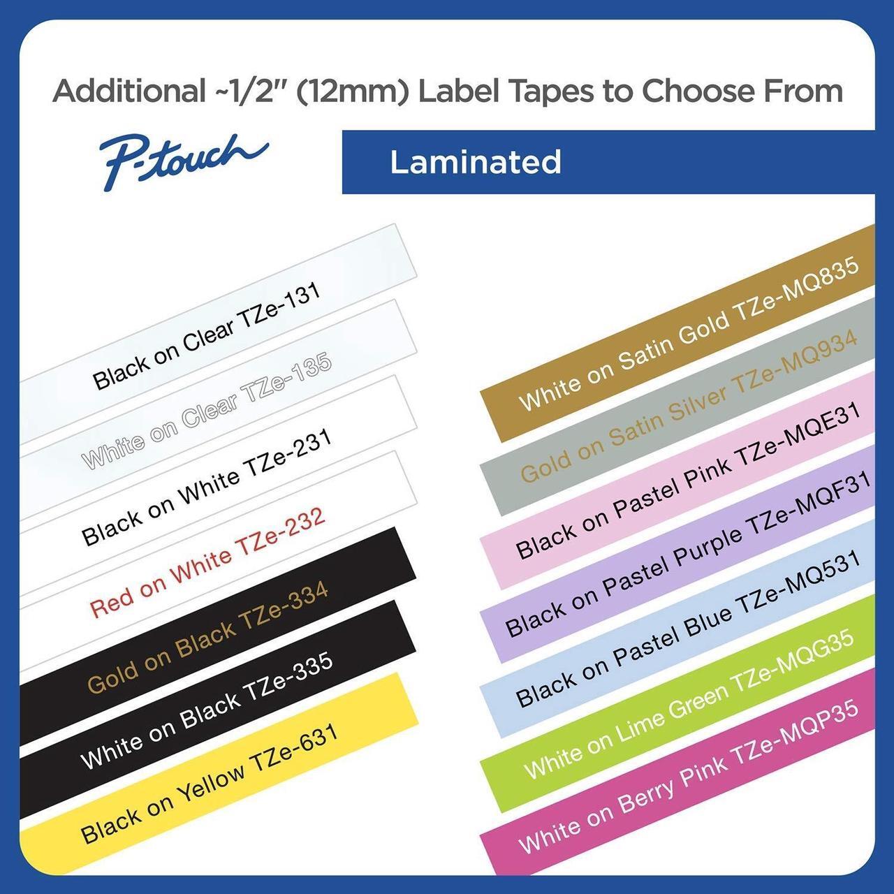 Alt view image 13 of 15 - Brother P-touch TZe-231 Laminated Label Maker Tape 1/2" x 26-2/10' Black on White 8/Pack (TZe-2318PKB) TZE-2318PKB