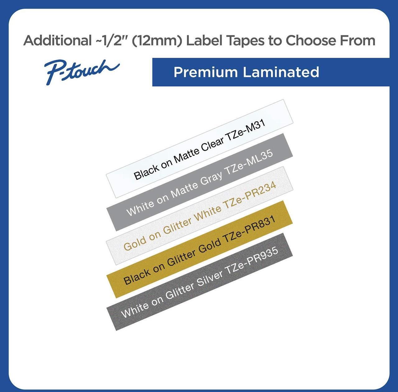 Alt view image 15 of 15 - Brother P-touch TZe-231 Laminated Label Maker Tape 1/2" x 26-2/10' Black on White 8/Pack (TZe-2318PKB) TZE-2318PKB