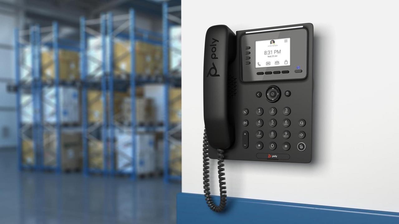 Alt view image 4 of 4 - Poly CCX 350 IP Phone Teams Version Desktop/Wall Mountable POE (no Power Supply)