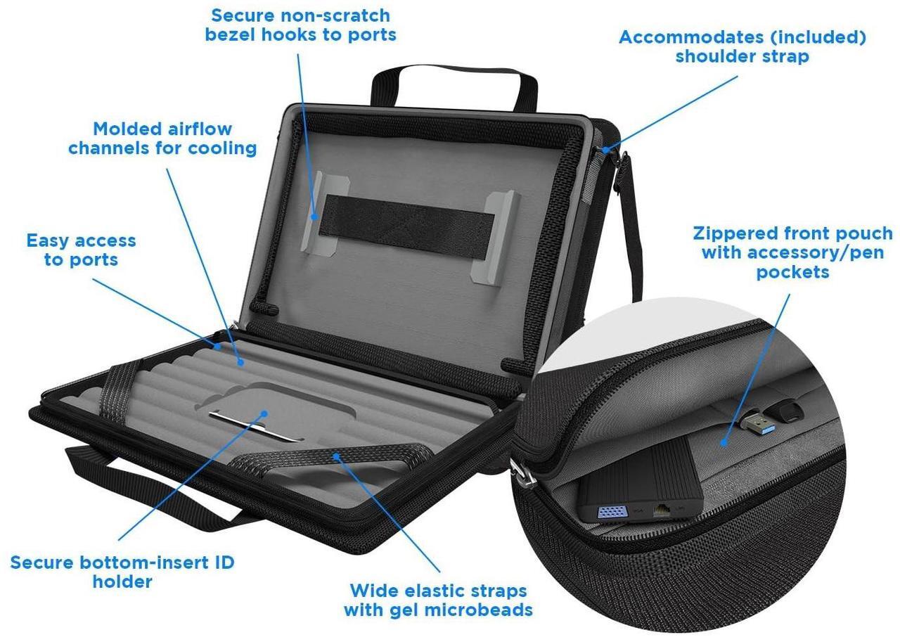 Alt view image 3 of 7 - Explorer 5 Work-In Case w/Pocket 14" w/ Shoulder Strap Black MCEB5P14BLK