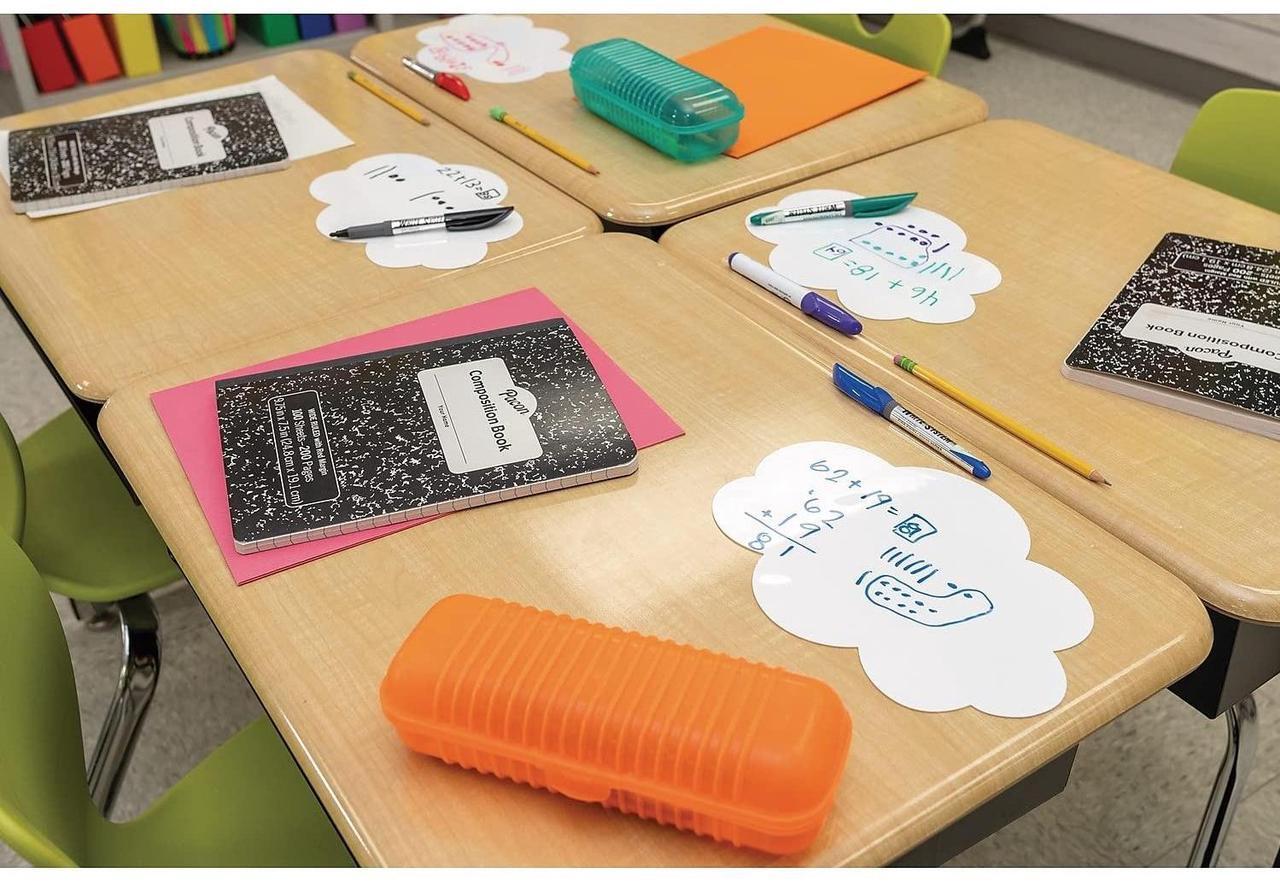 Alt view image 5 of 6 - Self Stick Dry Erase Clouds Laminated Foam Surface 7" x 10" White 10/Pack PAC9014