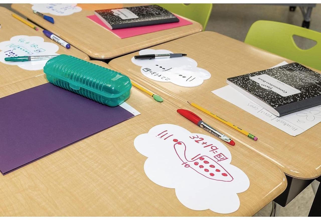 Alt view image 6 of 6 - Self Stick Dry Erase Clouds Laminated Foam Surface 7" x 10" White 10/Pack PAC9014