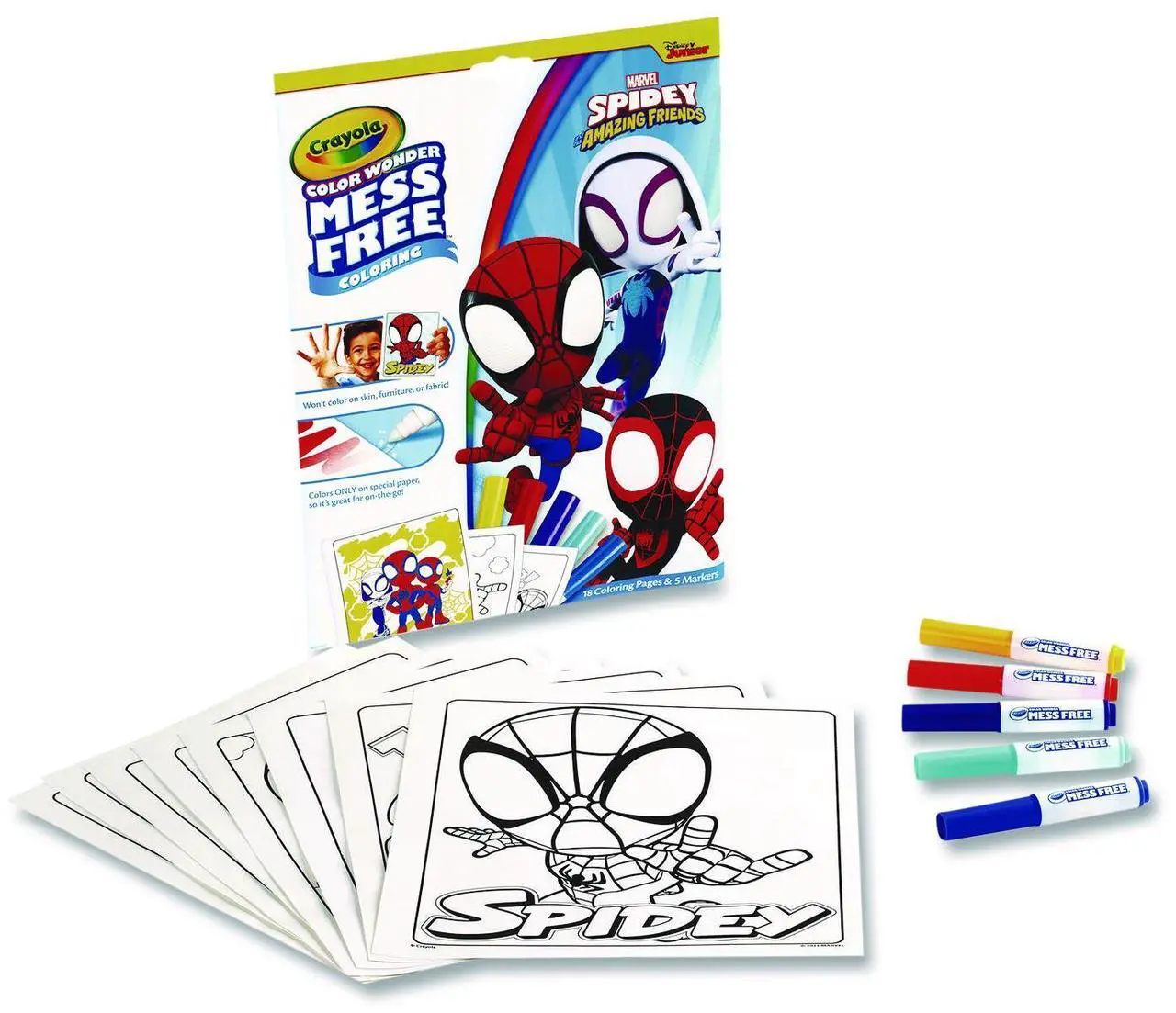 Main image of Spidey and His Amazing Friends Color Wonder Kit Includes Five Markers Ages 3 and Up 18 Pages 752784