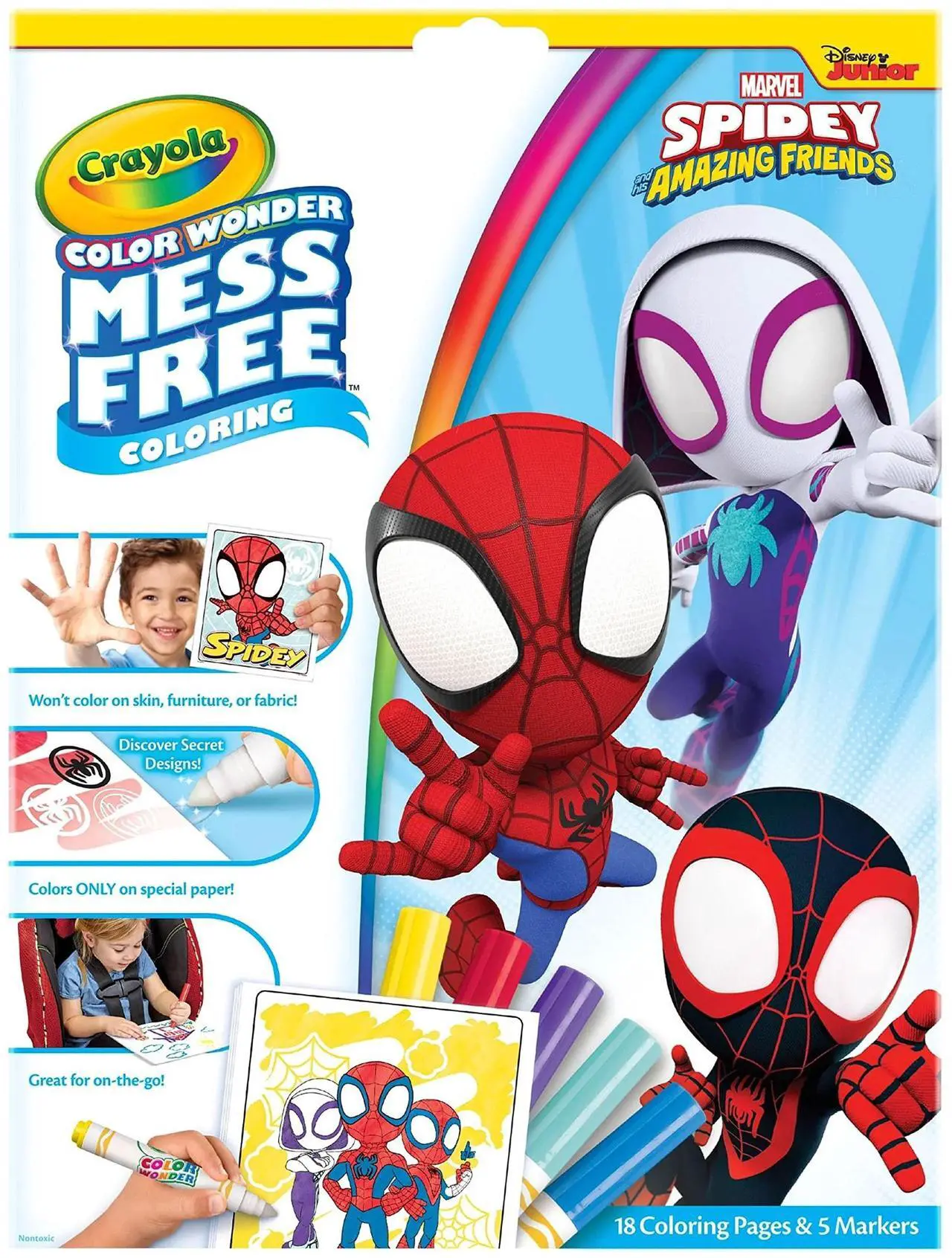 Alt view image 5 of 7 - Spidey and His Amazing Friends Color Wonder Kit Includes Five Markers Ages 3 and Up 18 Pages 752784