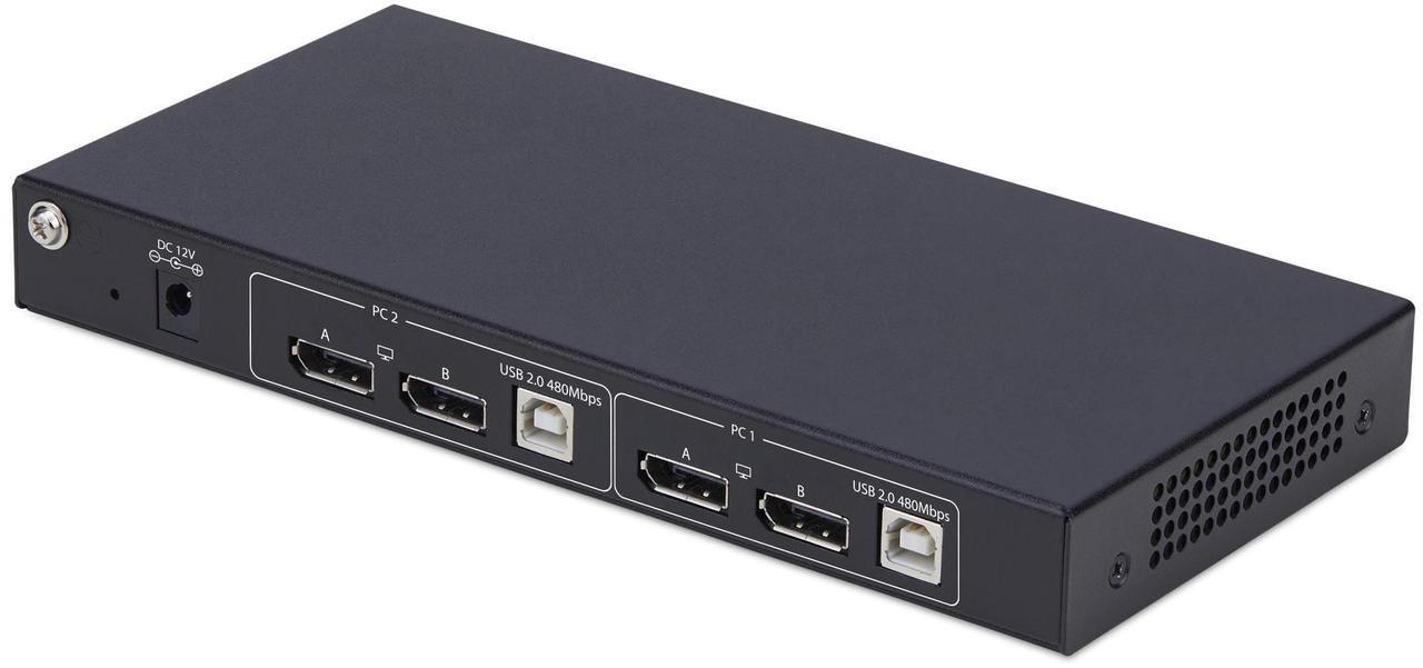 Alt view image 2 of 7 - StarTech 2-Port Dual-Monitor DisplayPort KVM Switch with Dual View Video Matrix- 4K 60Hz - 4x USB Hub Ports - Hotkey Switching - DP 1.2 Matrix KVM   P2ADD121D-KVM-SWITCH