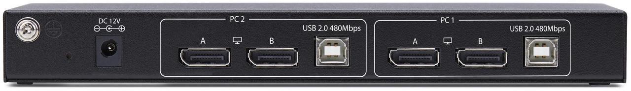 Alt view image 4 of 7 - StarTech 2-Port Dual-Monitor DisplayPort KVM Switch with Dual View Video Matrix- 4K 60Hz - 4x USB Hub Ports - Hotkey Switching - DP 1.2 Matrix KVM   P2ADD121D-KVM-SWITCH
