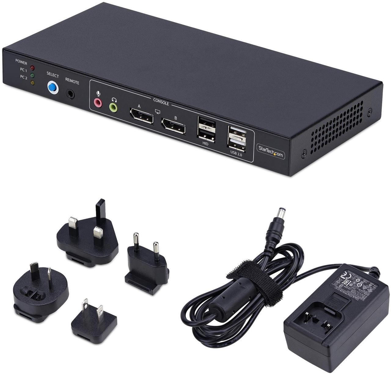 Alt view image 7 of 7 - StarTech 2-Port Dual-Monitor DisplayPort KVM Switch with Dual View Video Matrix- 4K 60Hz - 4x USB Hub Ports - Hotkey Switching - DP 1.2 Matrix KVM   P2ADD121D-KVM-SWITCH