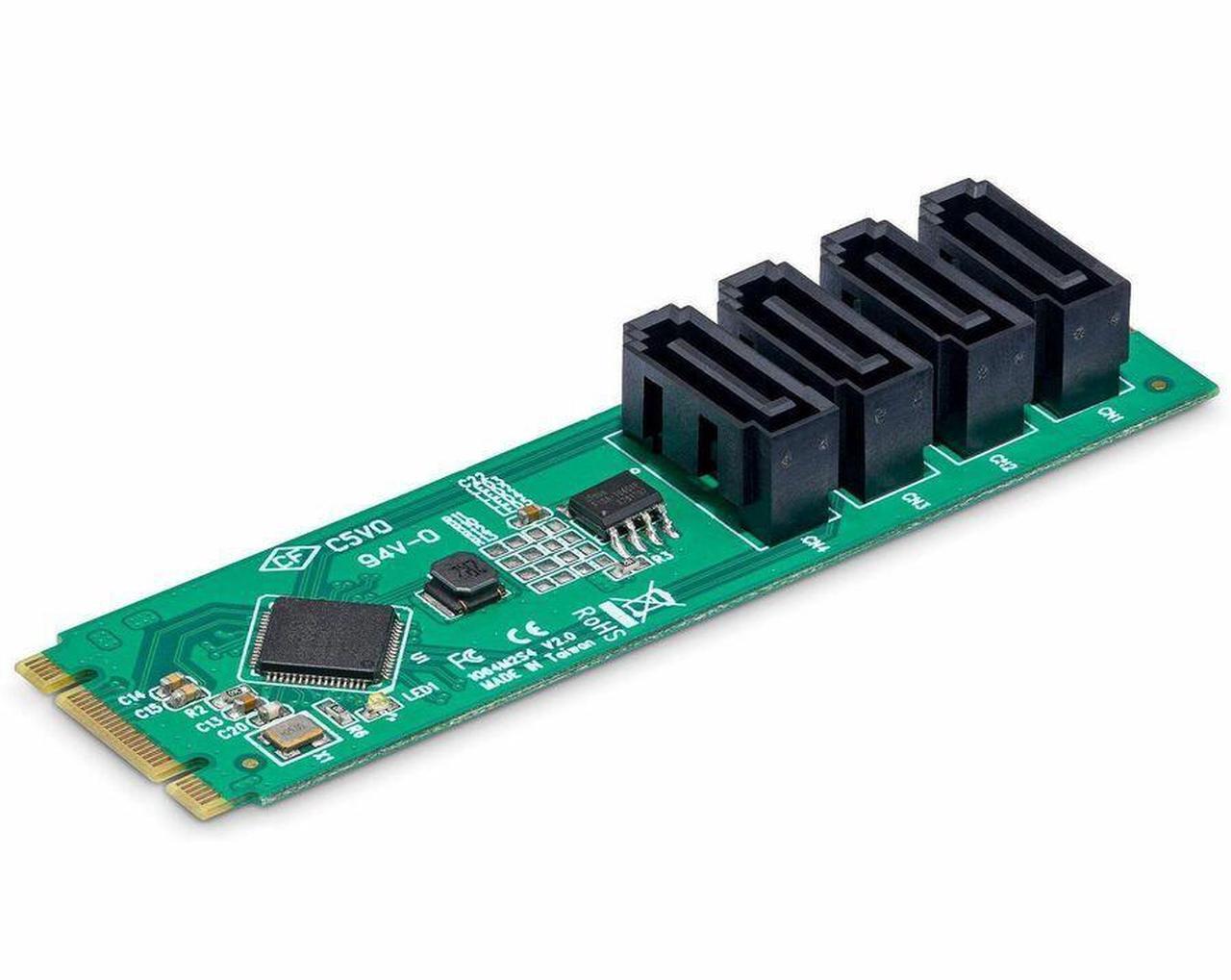 Main image of StarTech 4-Port M.2 to SATA Adapter Card, ASM1064 Chipset TA 4P-SATA-M2-ADAPTER