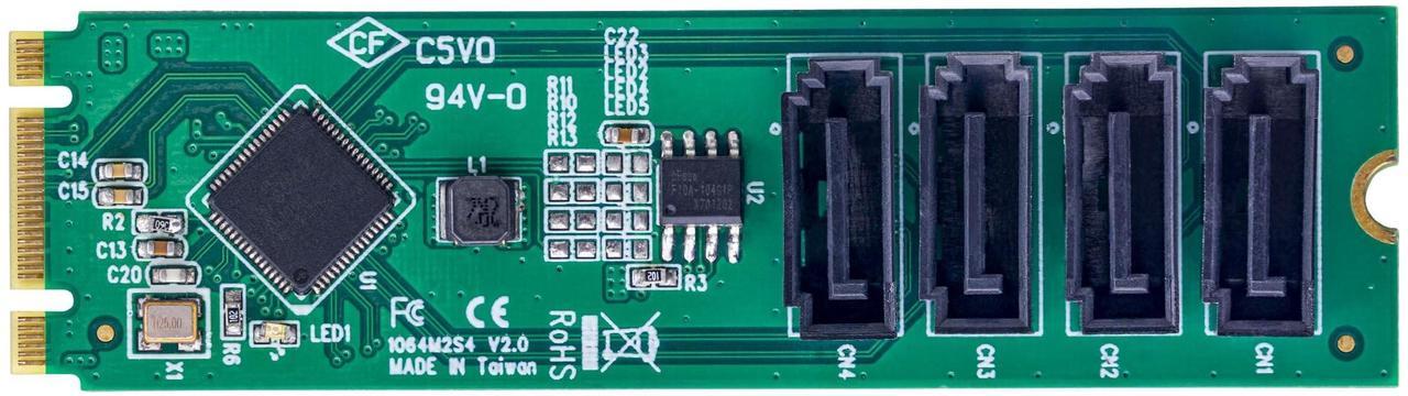Alt view image 3 of 5 - StarTech 4-Port M.2 to SATA Adapter Card, ASM1064 Chipset TA 4P-SATA-M2-ADAPTER