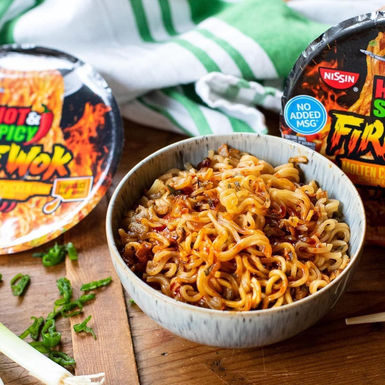 Alt view image 6 of 6 - Nissin Hot and Spicy Fire Wok Molten Chili Chicken, 4.37 oz Bowl 6/Carton