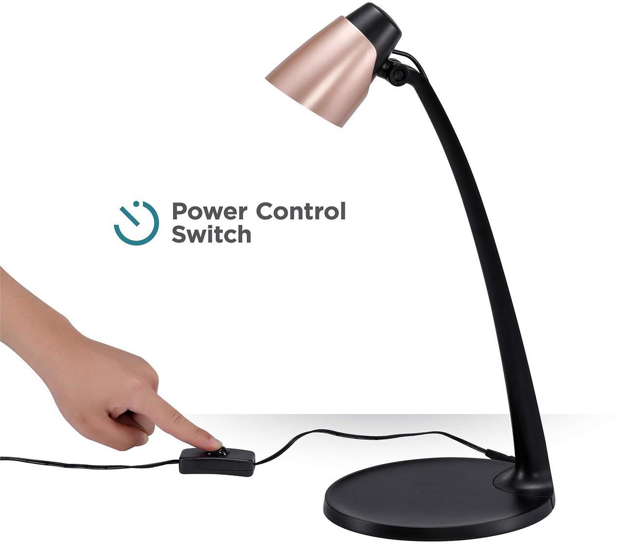Alt view image 4 of 7 - Black & Decker Modern LED Desk Lamp Black/Rose Gold VLED1814BD