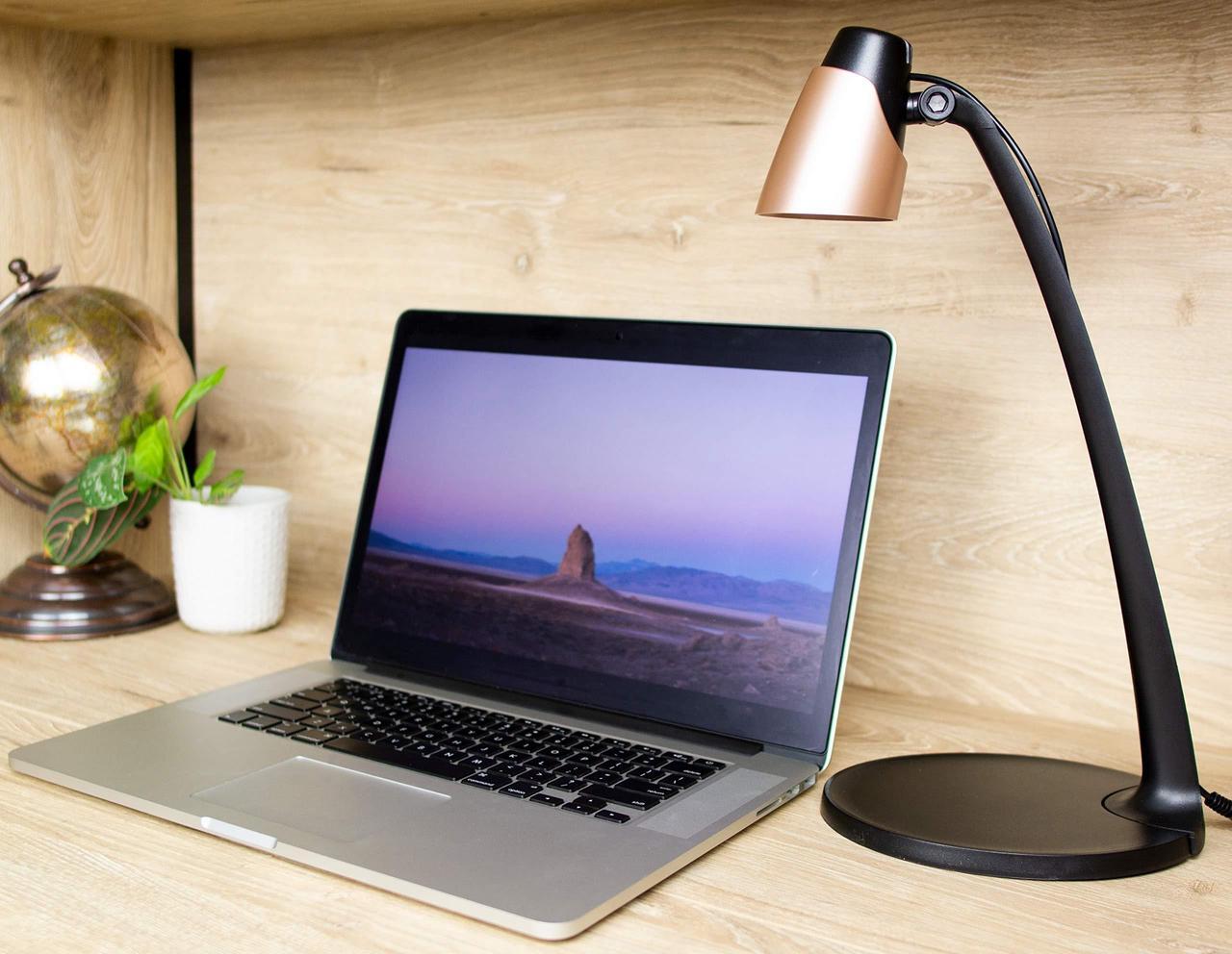 Alt view image 6 of 7 - Black & Decker Modern LED Desk Lamp Black/Rose Gold VLED1814BD