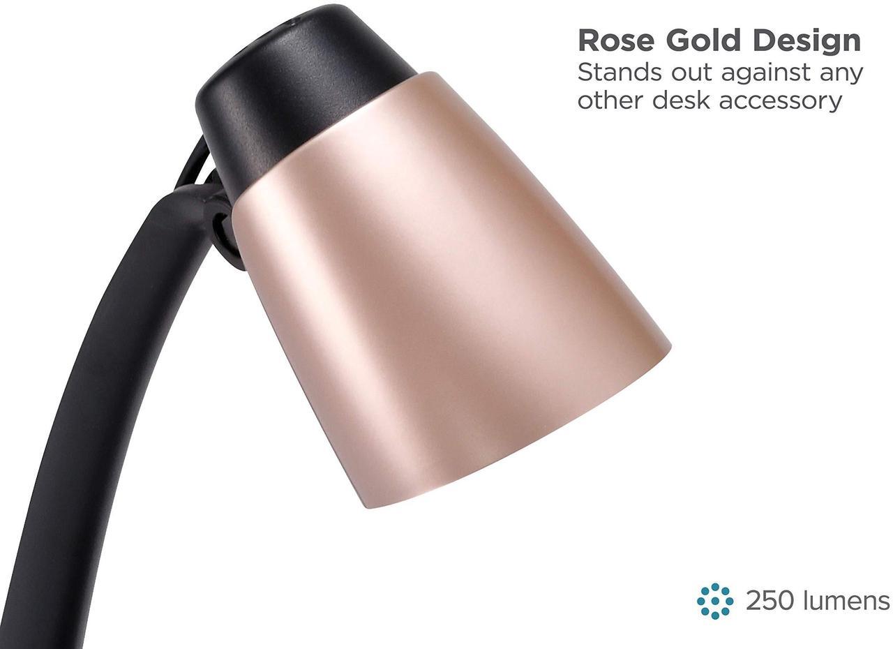 Alt view image 5 of 7 - Black & Decker Modern LED Desk Lamp Black/Rose Gold VLED1814BD