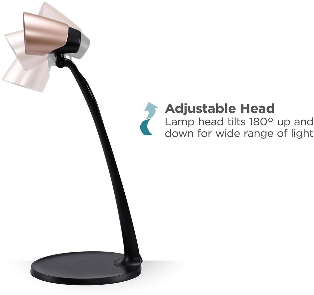 Alt view image 7 of 7 - Black & Decker Modern LED Desk Lamp Black/Rose Gold VLED1814BD