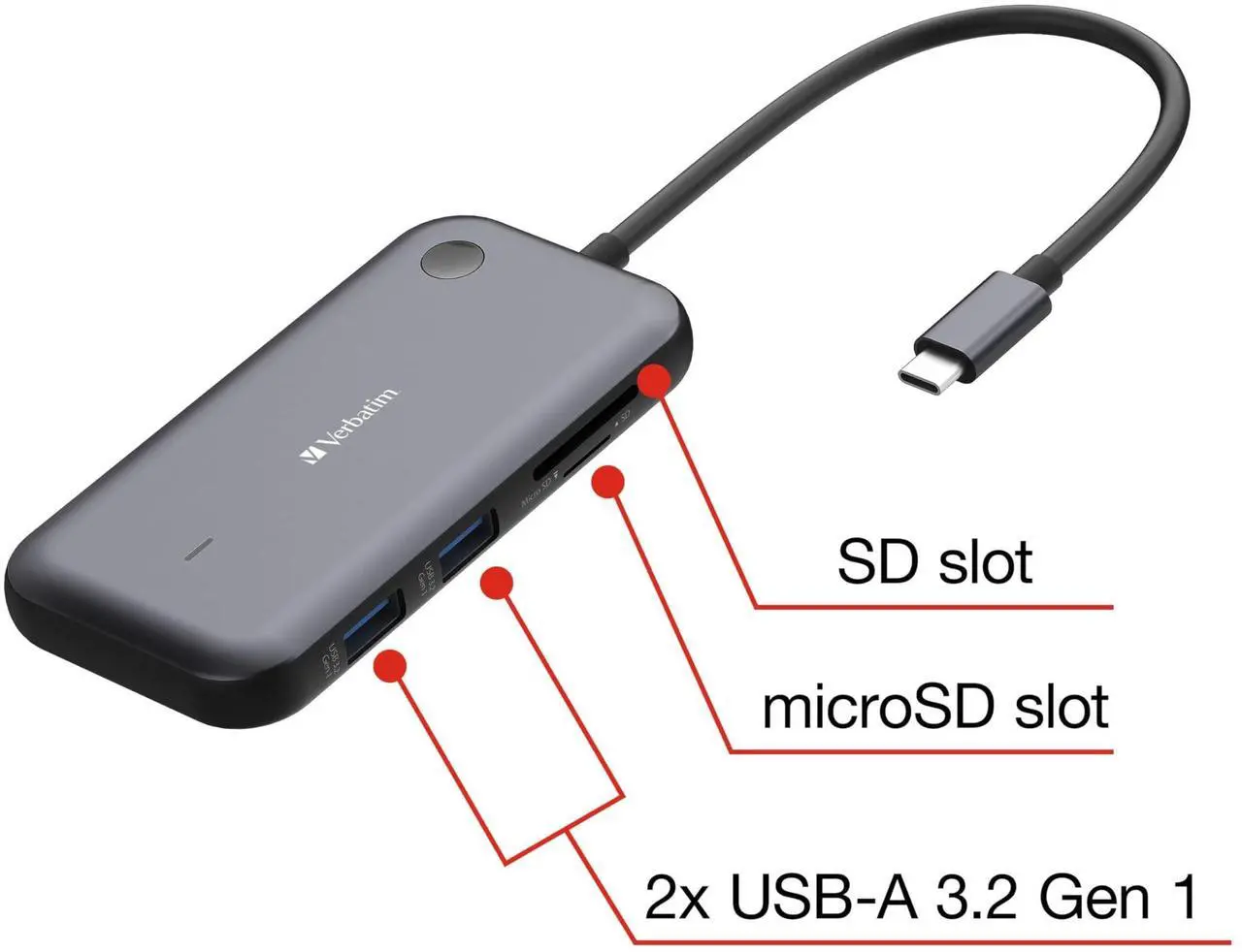 Alt view image 2 of 7 - Verbatim Share My Screen 1080p USB-C Wireless Display Adapter with USB Hub 32146
