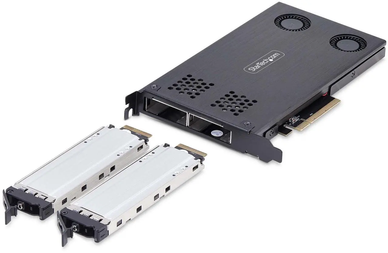 Alt view image 2 of 7 - StarTech Dual-Bay M.2 NVMe SSD to PCIe x8 Removable Mobile Rack  2M2-REMOVABLE-PCIE