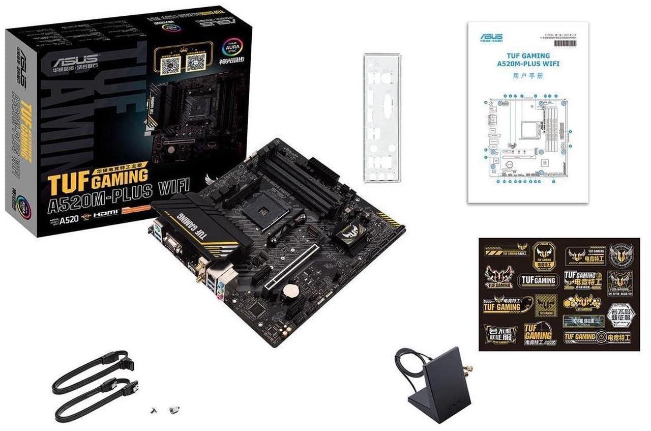Alt view image 6 of 8 - Asus TUF Gaming A520M-Plus AM4 MicroATX DDR4 SATA3 M.2 PCIe M.2 SATA Motherboard