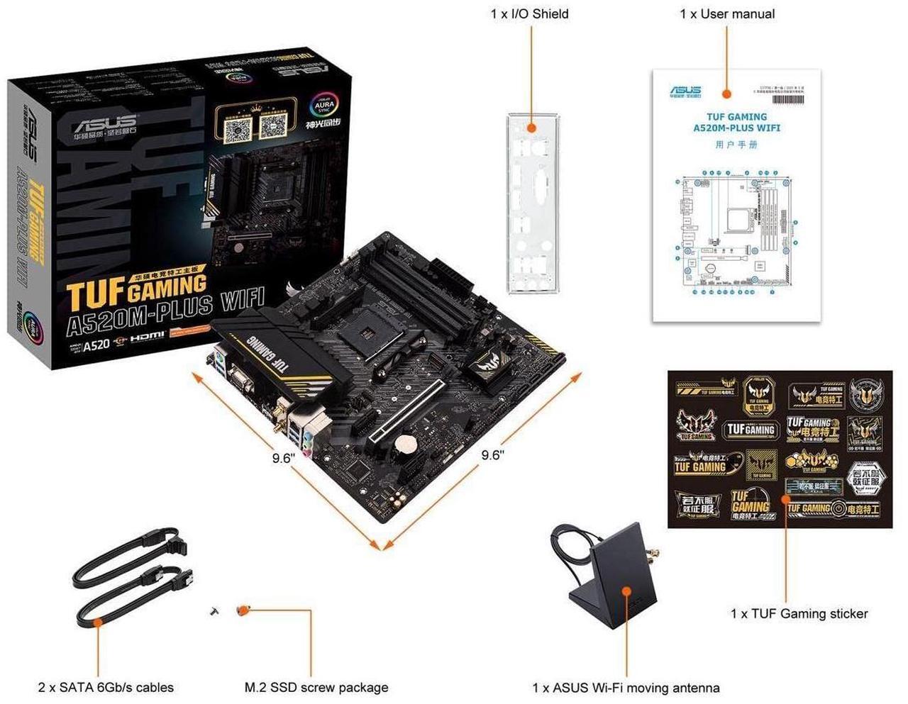 Alt view image 7 of 8 - Asus TUF Gaming A520M-Plus AM4 MicroATX DDR4 SATA3 M.2 PCIe M.2 SATA Motherboard