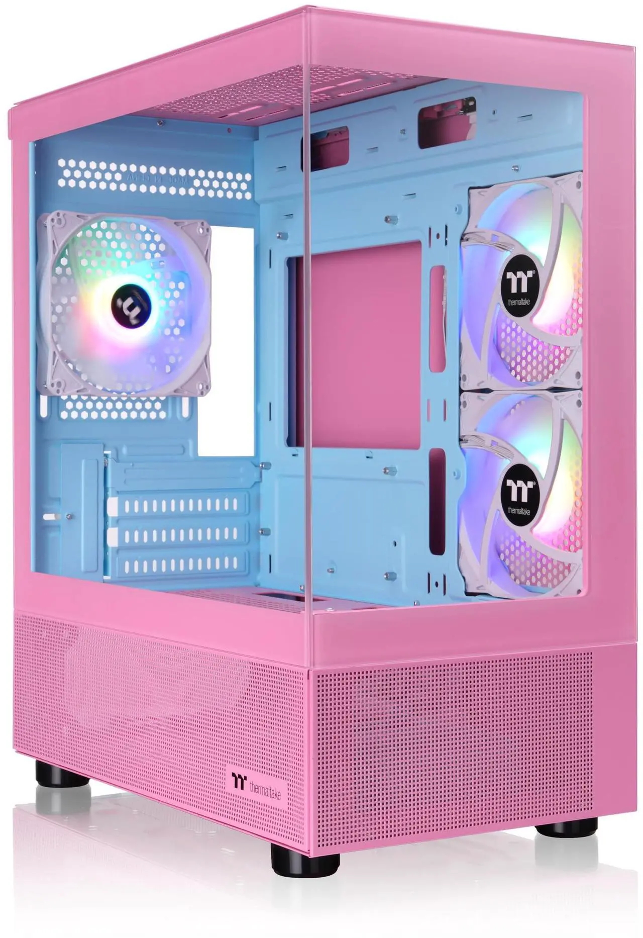 Alt view image 8 of 20 - Thermaltake View 170 TG ARGB m-ATX Chassis; 3x120mm ARGB Lite Fans Included; 280mm Radiator Support; 340mm GPU Clearance; 160mm Air Cooler Max Height; Bubble Pink; CA-1Z4-00MAWN-01
