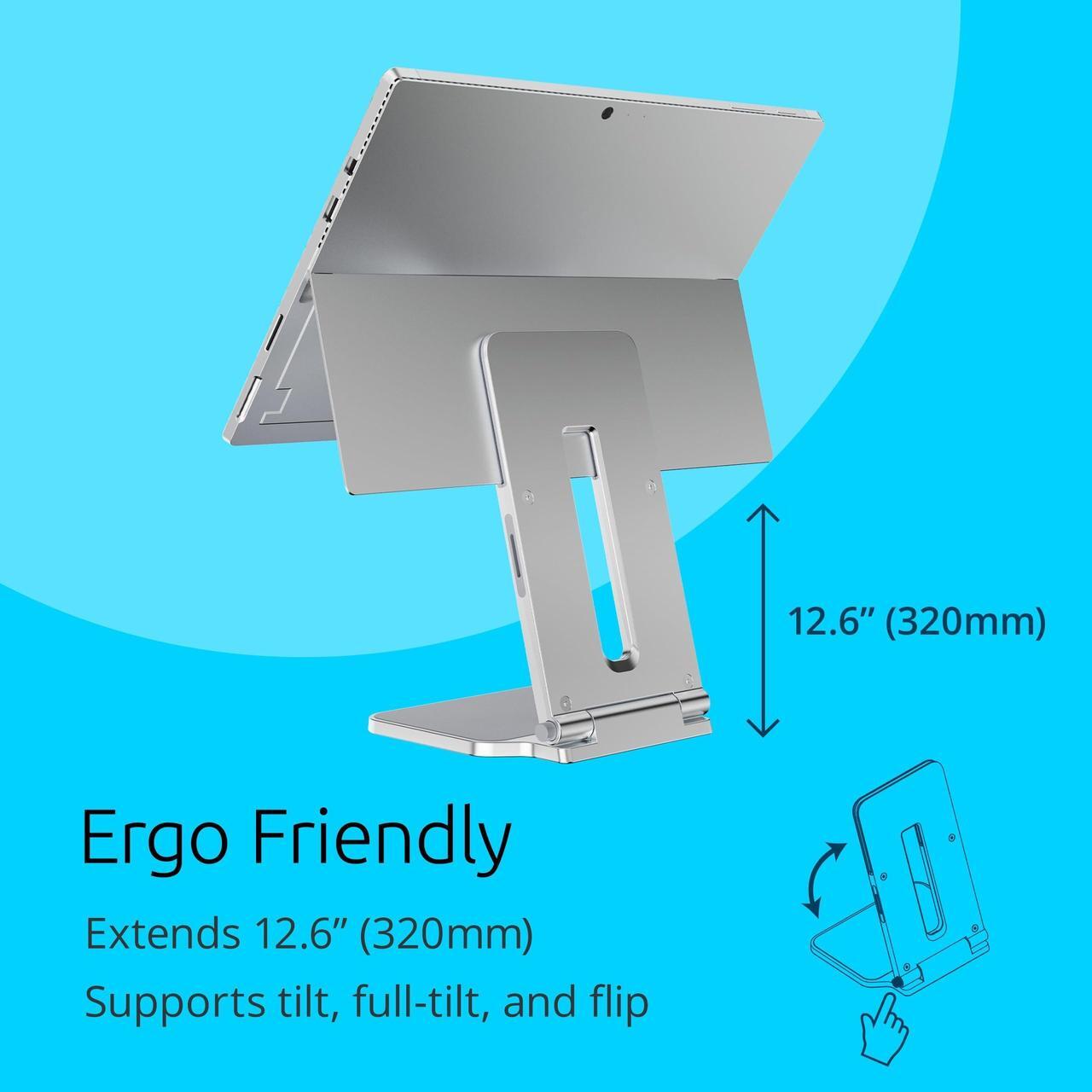 Alt view image 7 of 9 - Kensington Elevated Stand Adjustable for Surface Silver (K58277WW)