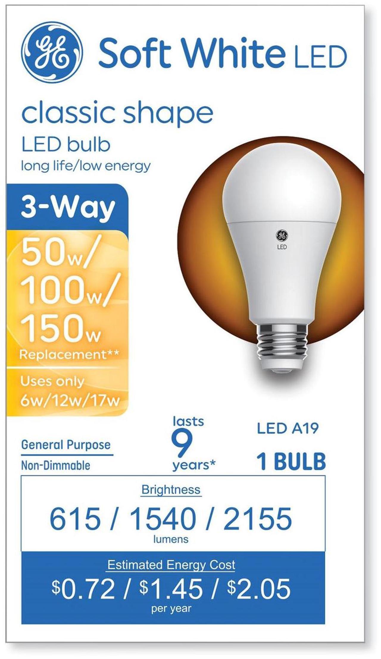 Main image of Classic LED SW Non-Dim A19 3-Way Light Bulb 6 W; 12 W; 17 W Soft White 93130566