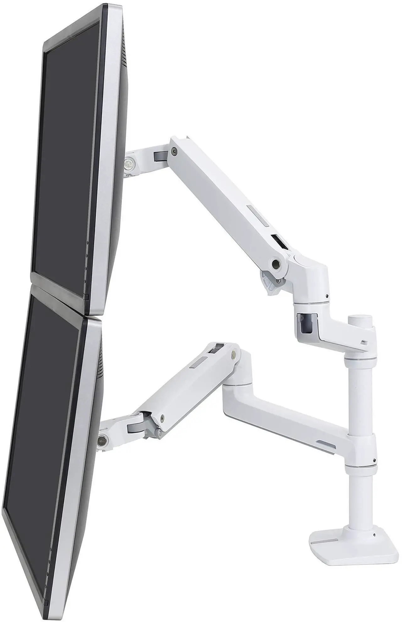 Alt view image 5 of 6 - Ergotron 45-502-216 Lx Dual Stacking Arm - Desk Mount For 2 Lcd Displays - Aluminum, Steel - White - Screen Size: Up To 24 Inch
