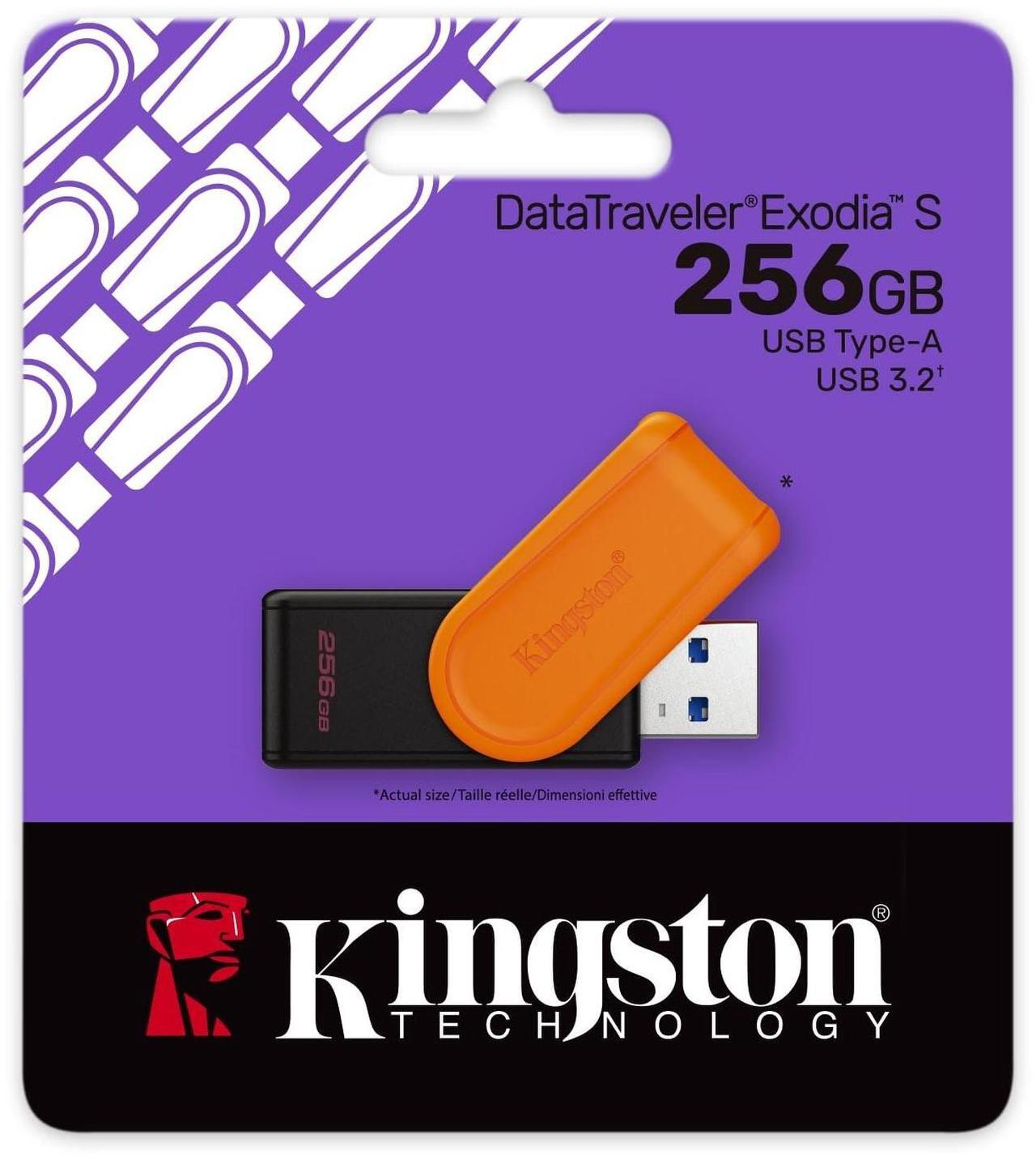 Alt view image 6 of 10 - Kingston DataTraveler Exodia S USB Flash Drive - 256 GB - USB 3.2 (Gen 1) - Black, Orange - 5 Year Warranty