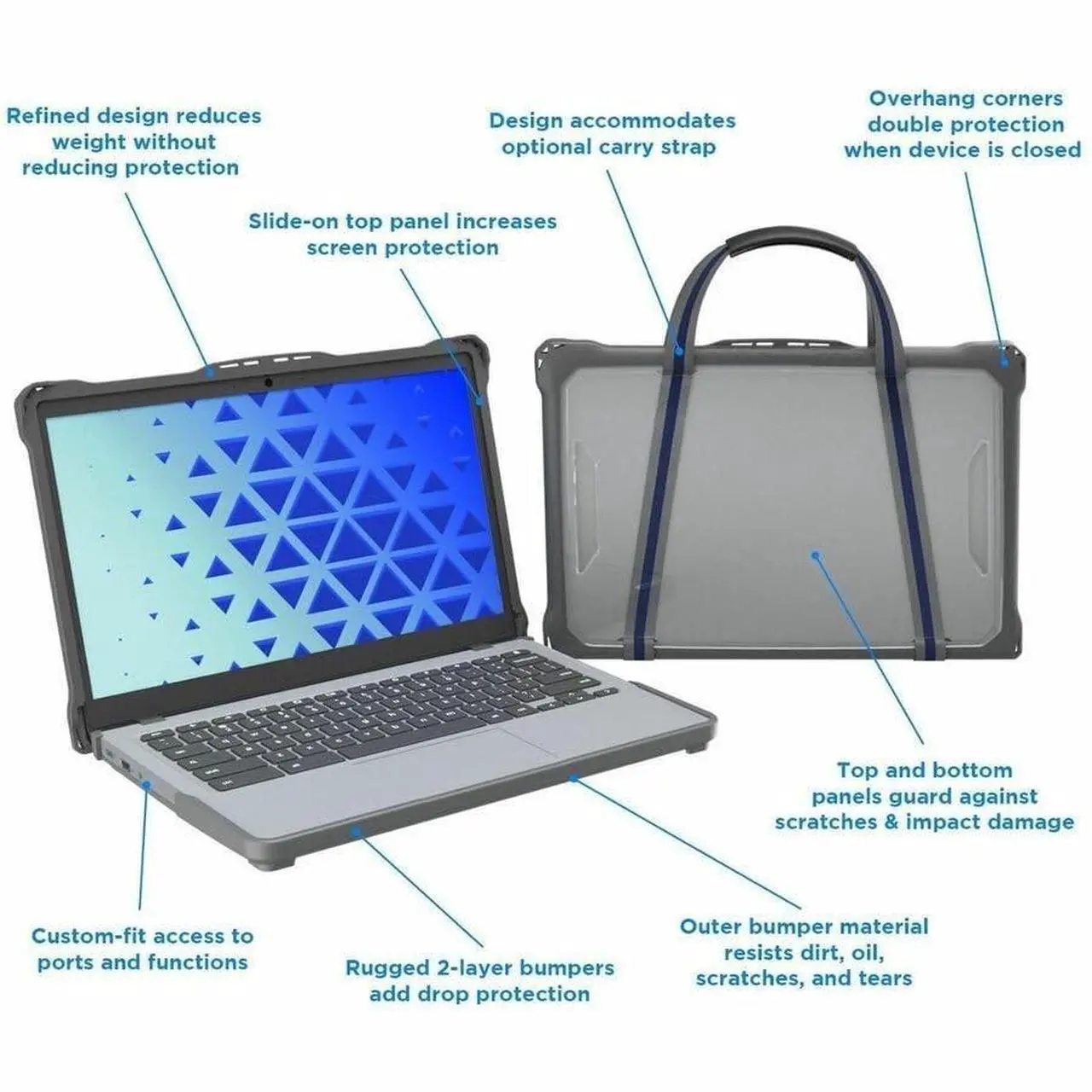 Alt view image 6 of 9 - Extreme Shell-F2 Slide Case for HP Fortis Chromebook G10 11" and Clamshell Chromebook 11" G8/G9 Gray/Clear HPESFFCBG10GRY