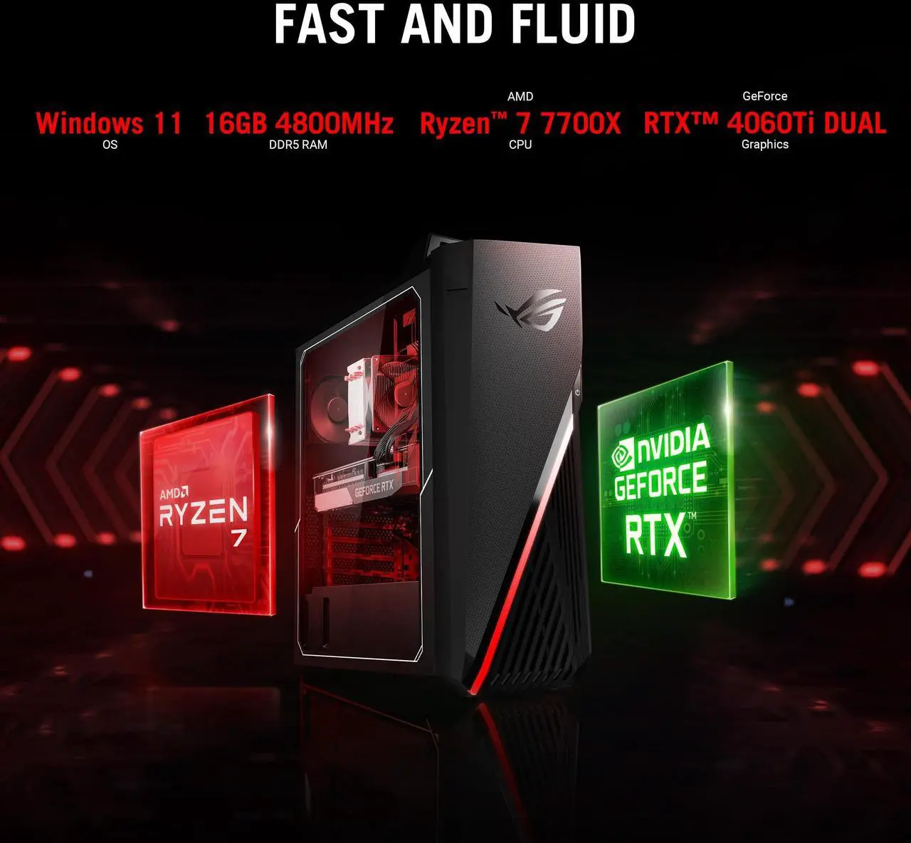 Alt view image 10 of 20 - ASUS ROG Strix G15 Gaming Desktop AMD Ryzen 7 7700X 16GB RAM 1TB SSD NVIDIA GeForce RTX 4060Ti 8GB Star Black - AMD Ryzen 7 7700X (Octa-Core) - NVIDIA GeForce RTX 4060 Ti - 8GB RAM - 1TB SSD - Include
