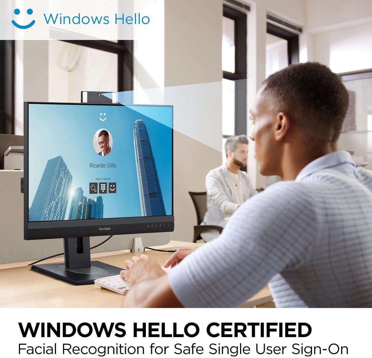 Alt view image 19 of 20 - ViewSonic VG2457V 24 Inch 1080p Video Conference Docking Monitor with Windows Hello Compatible IR Webcam, Advanced Ergonomics, and 90W USB C for Home and Office