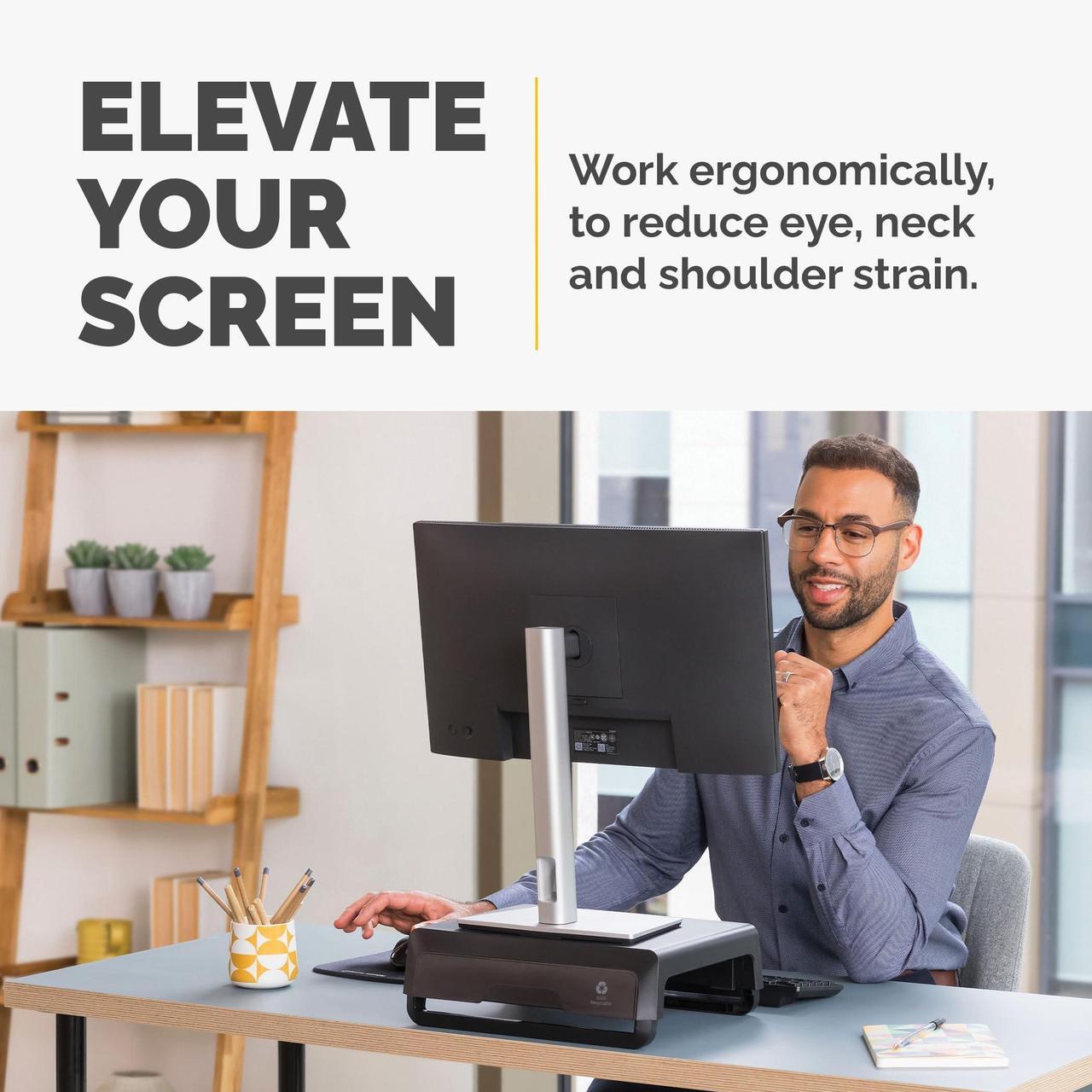Alt view image 6 of 7 - Fellowes Breyta Ergonomic Height Adjustable Stand for Monitor/Laptop Black