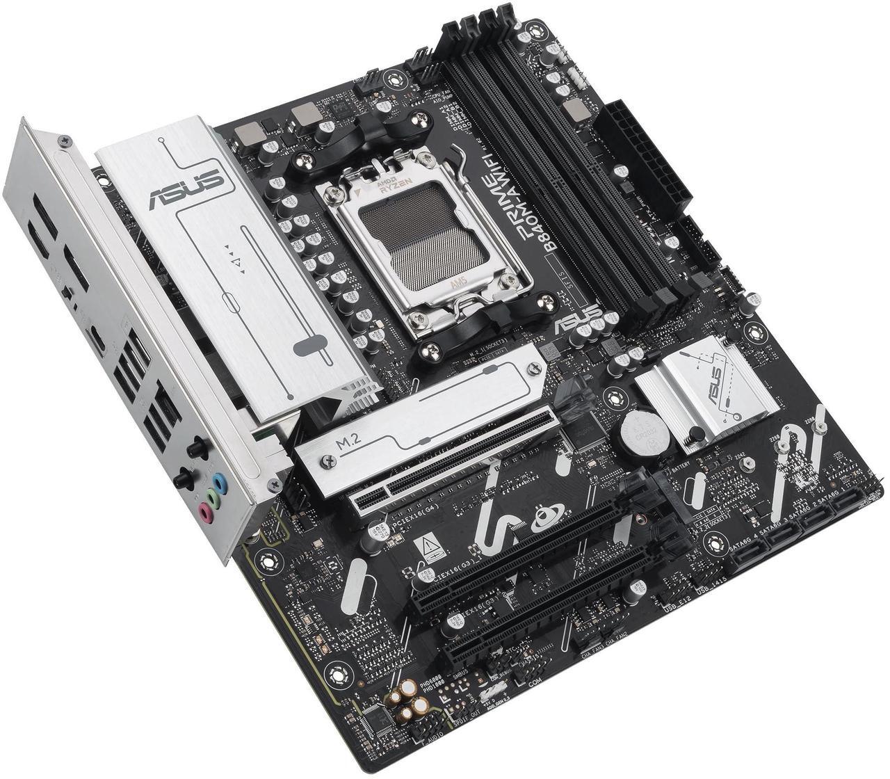 Alt view image 11 of 15 - ASUS PRIME B840M-A WIFI-CSM AMD AM5 B840 mATX motherboard, Advanced AI Ready, DDR5, PCIe 4.0 Ready, three M.2 slots, Wi-Fi 6E, 2.5Gb LAN, DisplayPort, HDMI, USB 5Gbps Type-C, BIOS FlashBack, Aura