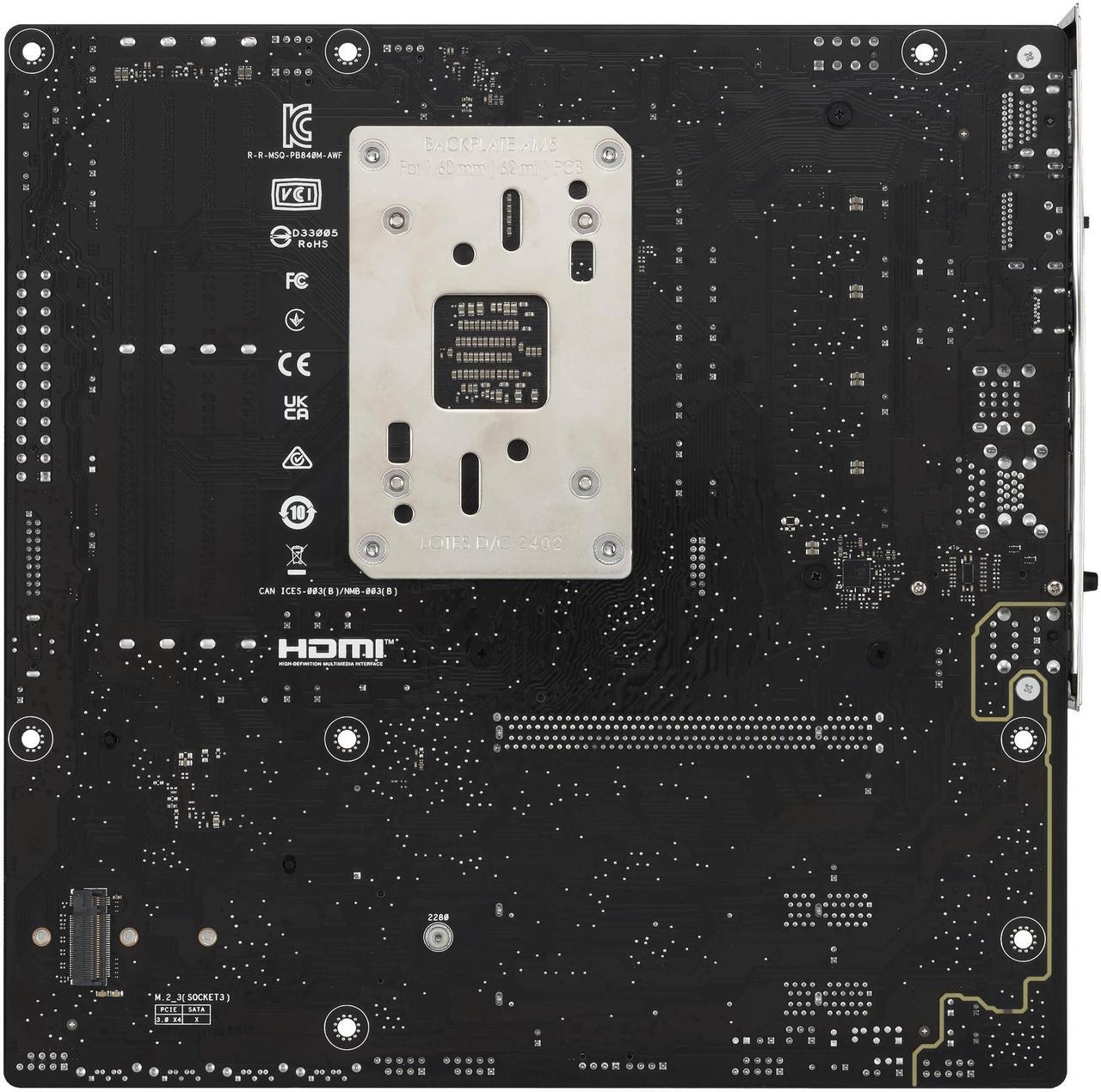 Alt view image 13 of 15 - ASUS PRIME B840M-A WIFI-CSM AMD AM5 B840 mATX motherboard, Advanced AI Ready, DDR5, PCIe 4.0 Ready, three M.2 slots, Wi-Fi 6E, 2.5Gb LAN, DisplayPort, HDMI, USB 5Gbps Type-C, BIOS FlashBack, Aura