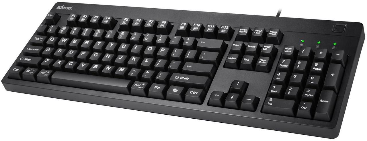 Alt view image 11 of 15 - Adesso EasyTouch AKB-630FB Keyboard - Cable Connectivity - USB Interface - 104 Key(s) - Home, Email, Previous Page, Internet Page Forward, Search, Volume Down, Volume Up, Play/Pause, Stop, Previous Tr