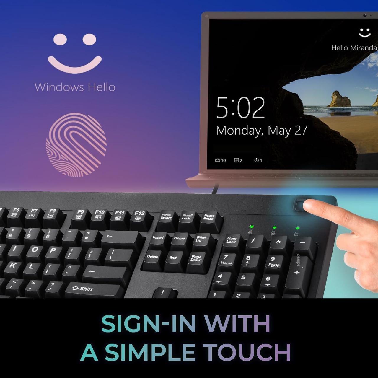 Alt view image 14 of 15 - Adesso EasyTouch AKB-630FB Keyboard - Cable Connectivity - USB Interface - 104 Key(s) - Home, Email, Previous Page, Internet Page Forward, Search, Volume Down, Volume Up, Play/Pause, Stop, Previous Tr