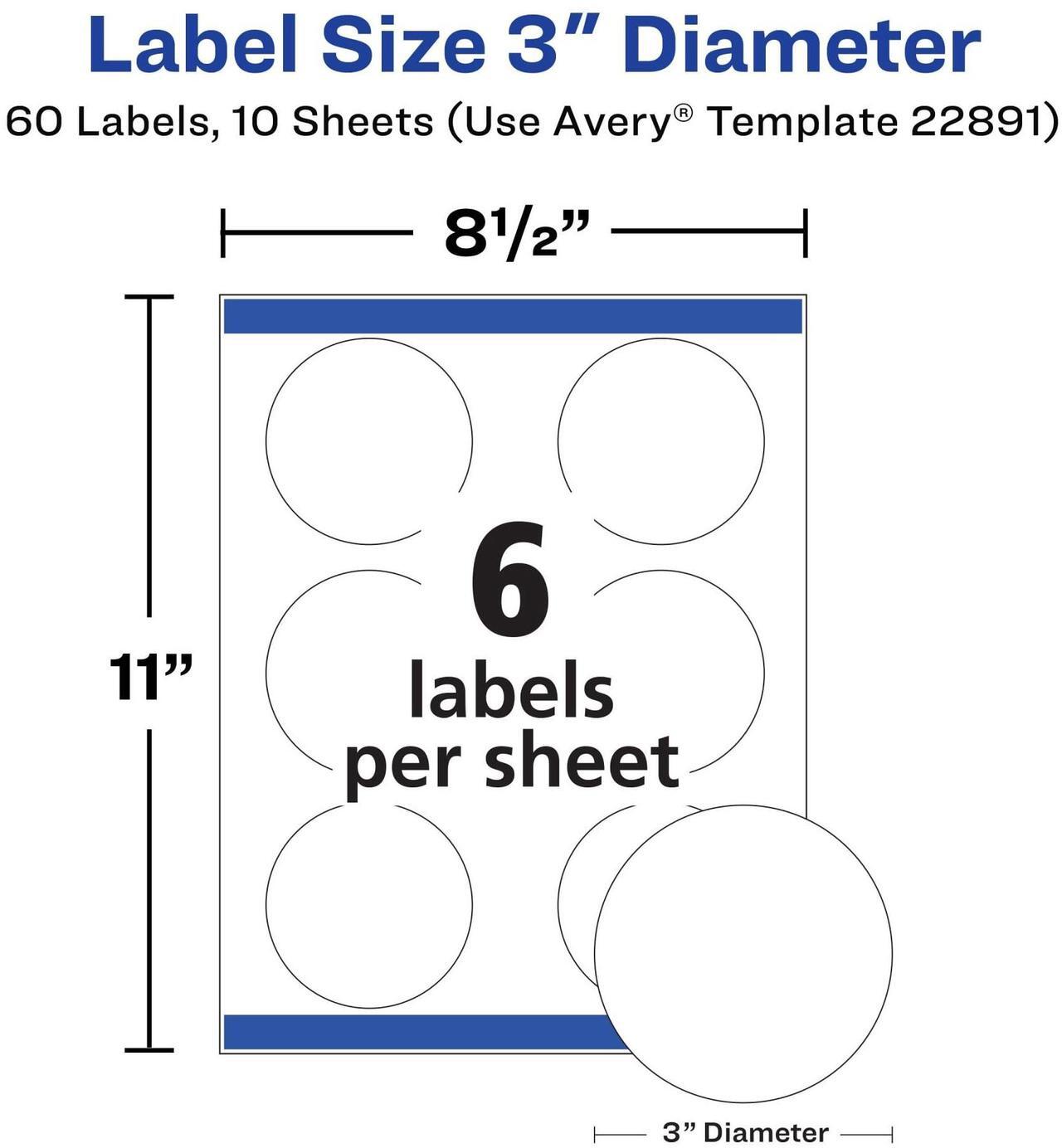 Alt view image 5 of 7 - Sure Feed Glossy Labels 3" dia White 8 Labels/Sheet 10 Sheets Pack 22891