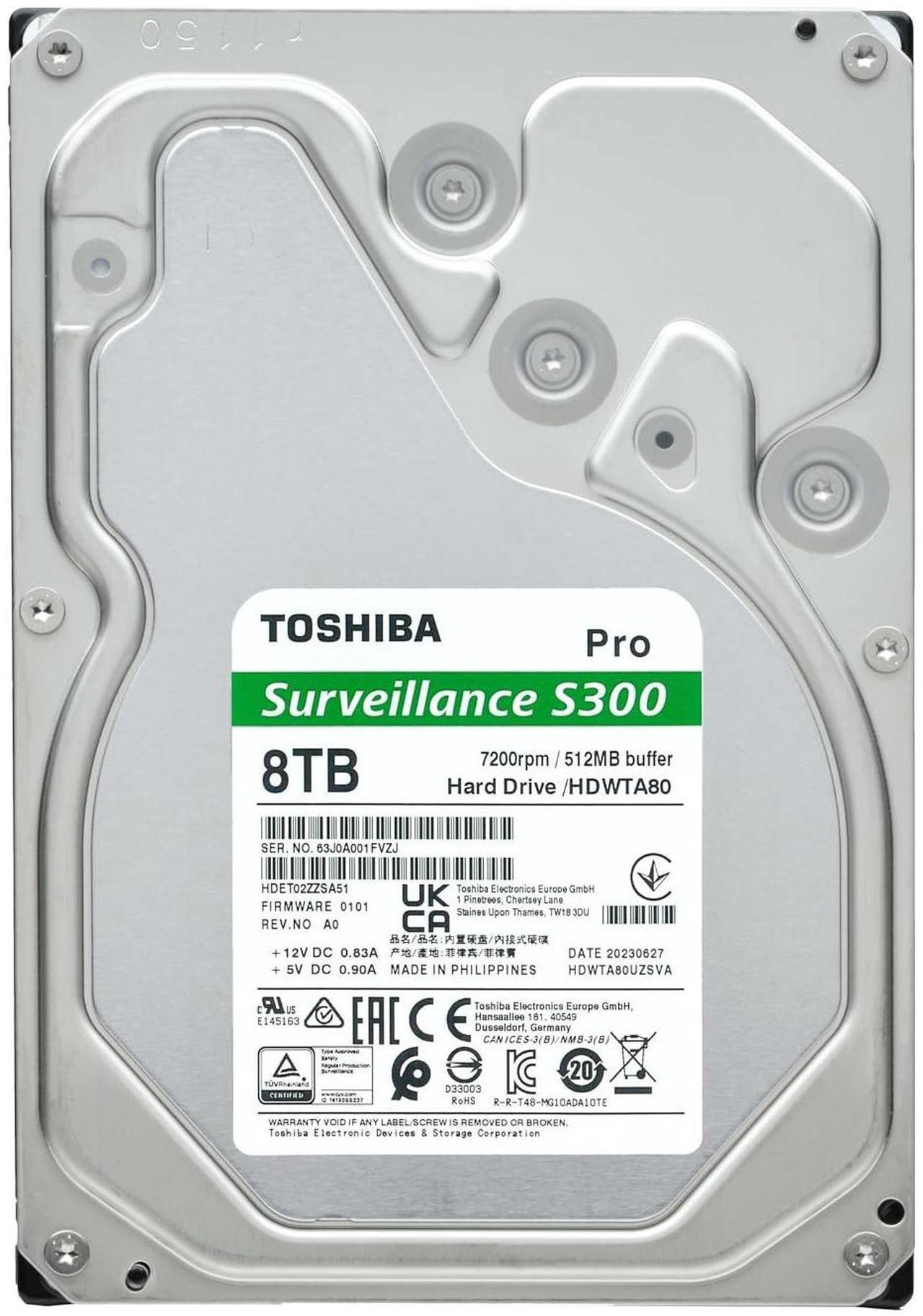 Alt view image 8 of 9 - Toshiba S300 Pro HDWTA80UZSVAR 8 TB Hard Drive - 3.5" Internal - SATA (SATA/600) - Conventional Magnetic Recording (CMR) Method - Camera, Video Surveillance System, Network Video Recorder, Digita