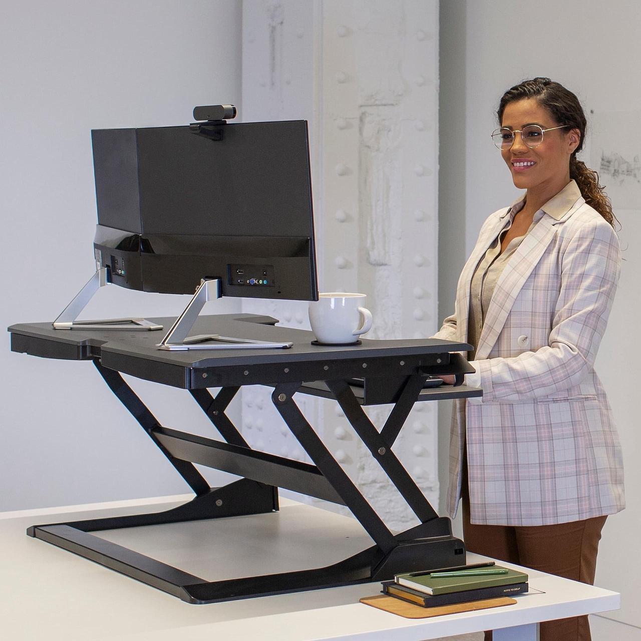 Alt view image 4 of 7 - Ergotron WorkFit-TL 37.5" Sit-Stand Desktop Workstation (Black)