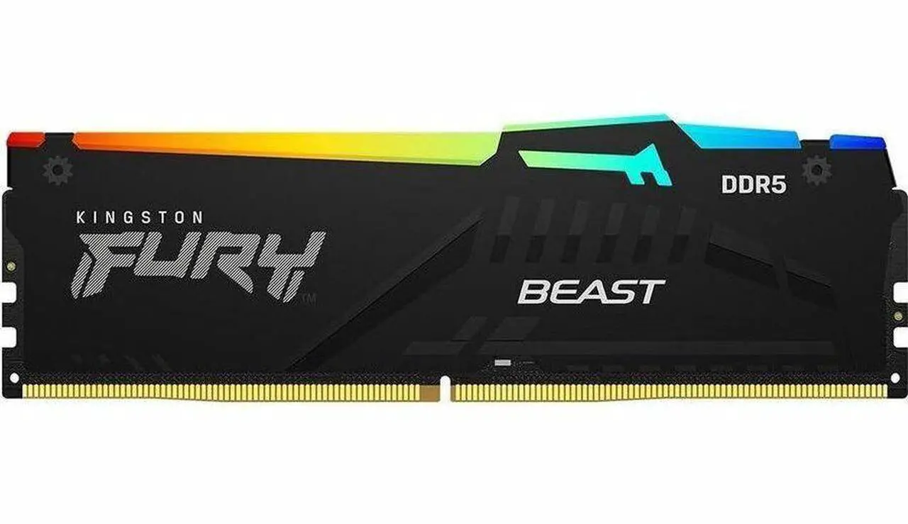 Alt view image 2 of 6 - Kingston FURY Beast RAM Module - For Motherboard - 128 GB (2 x 64GB) - RGB - DDR5-5600/PC5-44800 DDR5 SDRAM - 5600 MHz Dual-rank Memory - CL40 - 1.25 V - Non-ECC - Unbuffered - 288-pin - DIMM - Lifeti