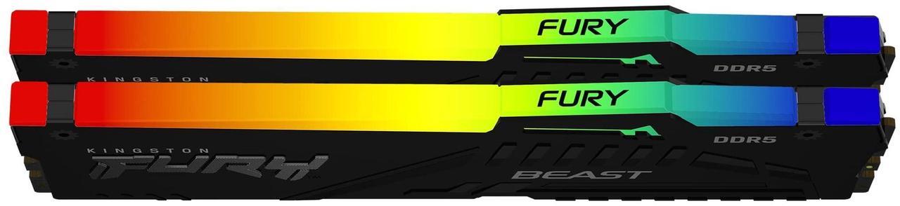 Alt view image 4 of 6 - Kingston FURY Beast RAM Module - For Motherboard - 128 GB (2 x 64GB) - RGB - DDR5-5600/PC5-44800 DDR5 SDRAM - 5600 MHz Dual-rank Memory - CL40 - 1.25 V - Non-ECC - Unbuffered - 288-pin - DIMM - Lifeti