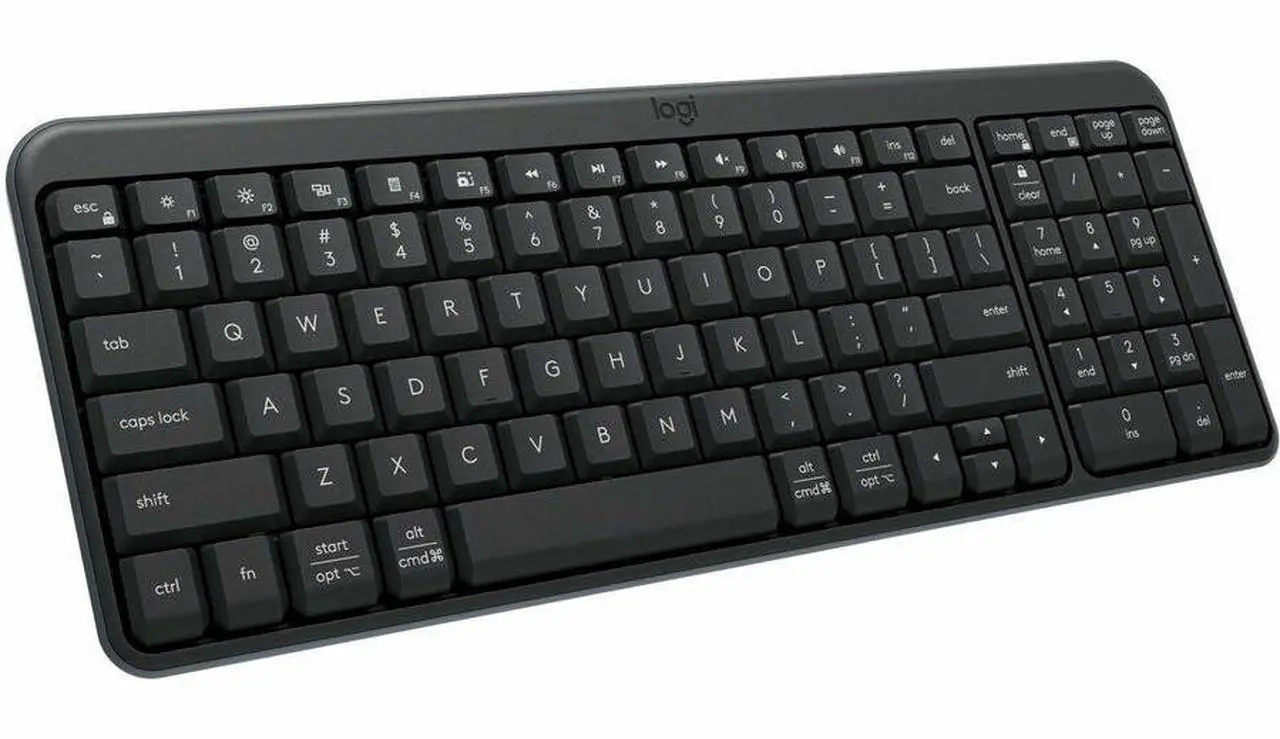 Main image of Logitech K250 Bluetooth Keyboard with Numpad Easy Connectivity Compact Wireless Keyboard made with Recycled Plastic Spill-Resistant comfortable Keys Graphite 920013442