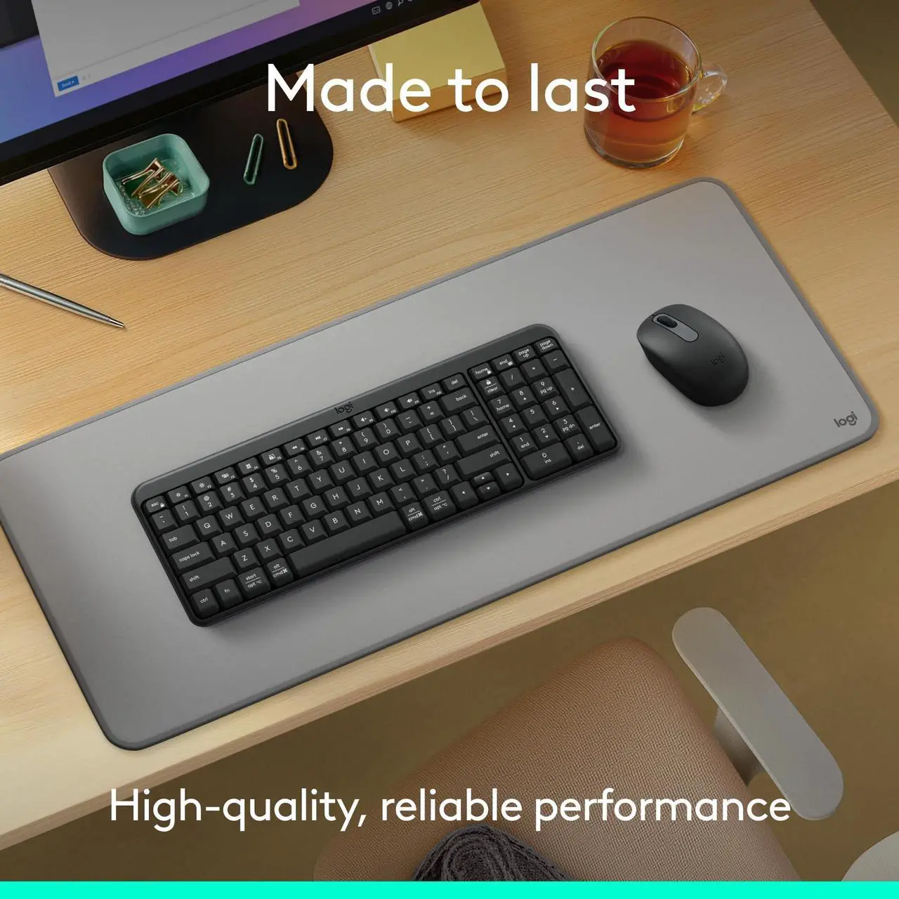 Alt view image 3 of 14 - Logitech K250 Bluetooth Keyboard with Numpad Easy Connectivity Compact Wireless Keyboard made with Recycled Plastic Spill-Resistant comfortable Keys Graphite 920013442
