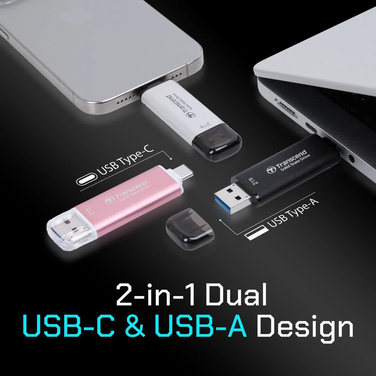 Alt view image 10 of 13 - 1TB Transcend ESD310C Dual USB Portable SSD (USB Type-A and Type-C)