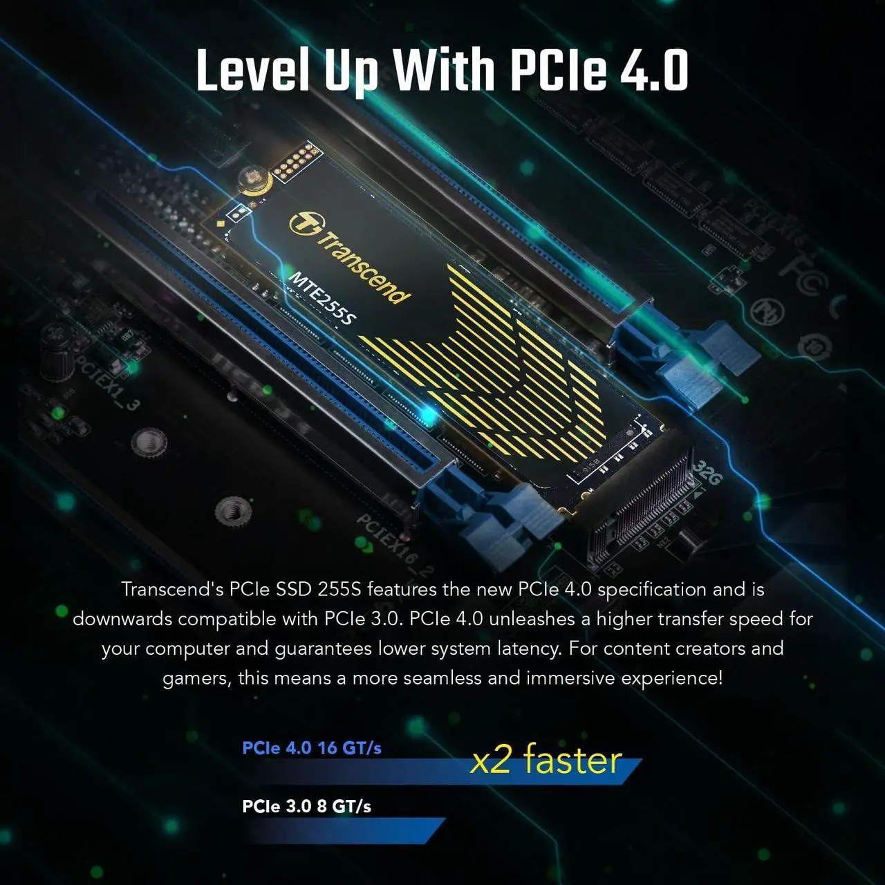 Alt view image 10 of 14 - Transcend MTE255S 2 TB Solid State Drive - M.2 2280 Internal - PCI Express NVMe (PCI Express NVMe 4.0 x4) - Gaming PC, Desktop PC, Notebook, Computer Device Supported - 0.33 DWPD - 1200 TB TBW