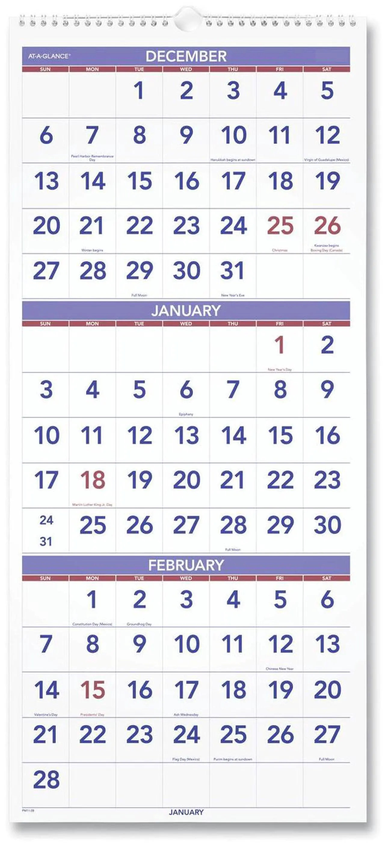 Main image of AT-A-GLANCE® 2026 Three Month Reference Vertical Wall Calendar, Large, 12" x 27"