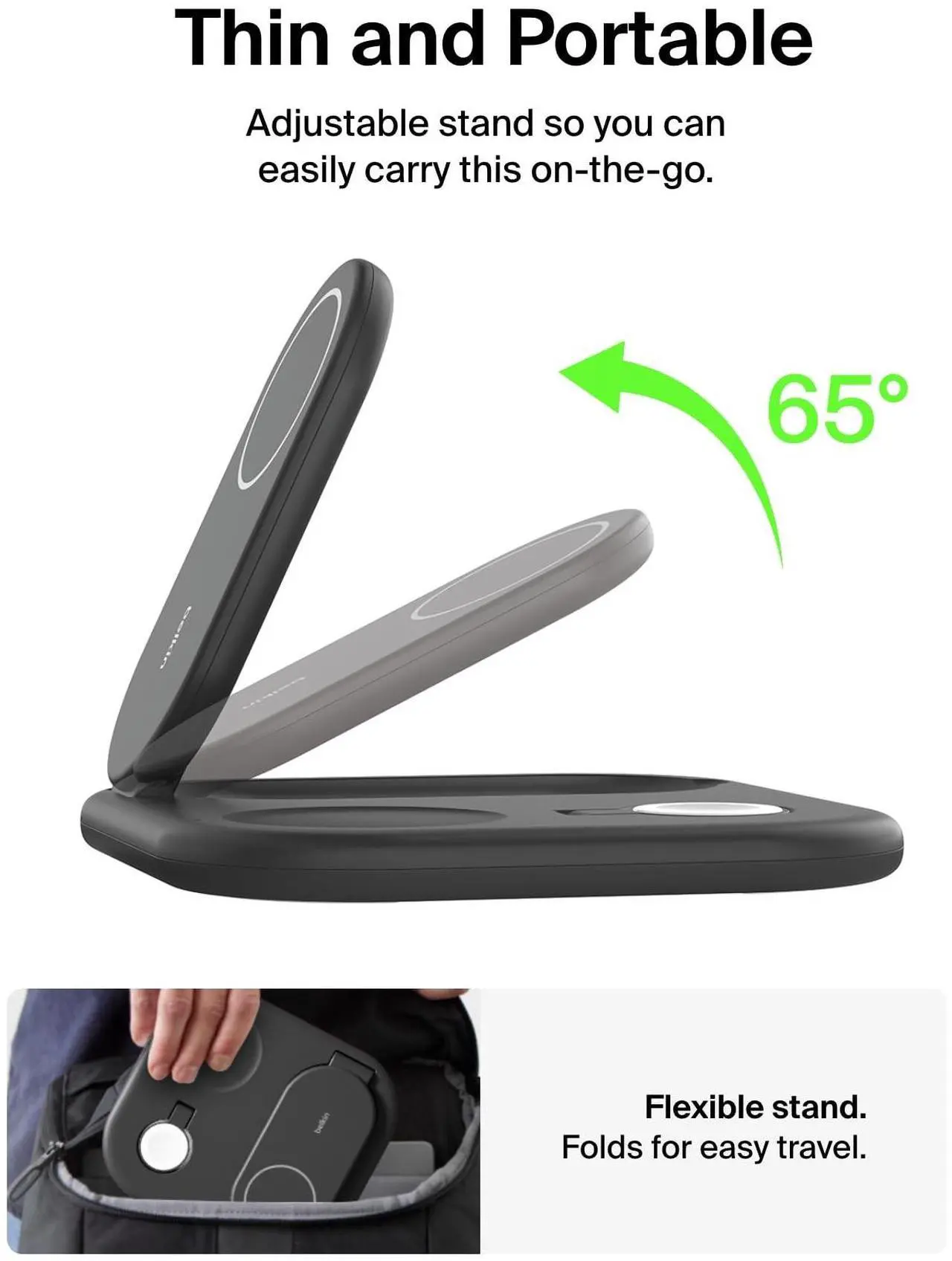 Belkin BoostCharge 3-in-1 Magnetic Foldable Wireless Charger - Thumbnail 3