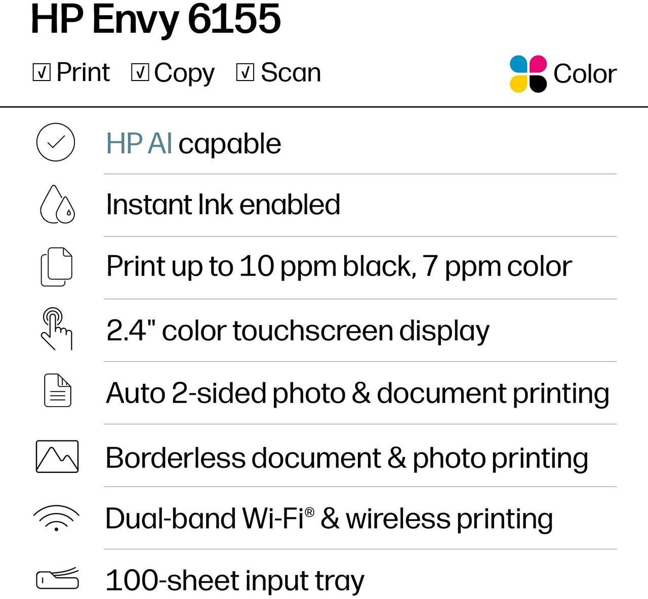 Open Box: ENVY 6155 All in One Printer, C2WR7A - Newegg.com - Open Box condition - Image 9