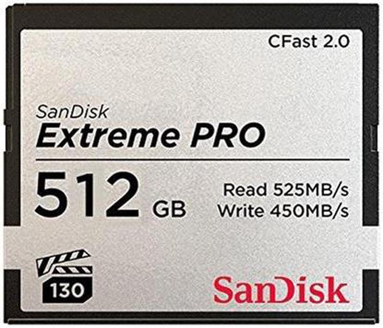 SanDisk - SDCFSP-512G-A46D - SanDisk Extreme Pro 512 GB CFast Card - 525 MB/s Read - 450 MB/s Write - 2933x Memory Speed